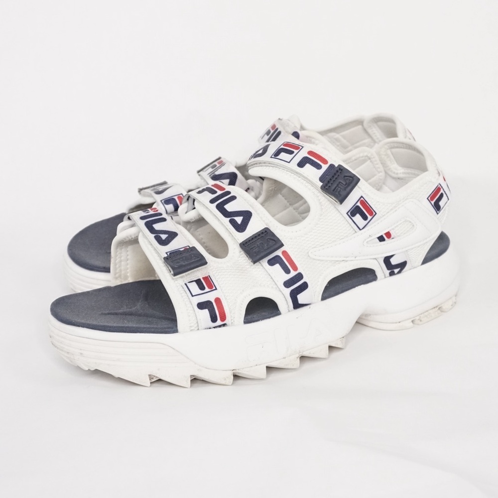 Fila Sandals in White and Navy - Picture 2 of 5